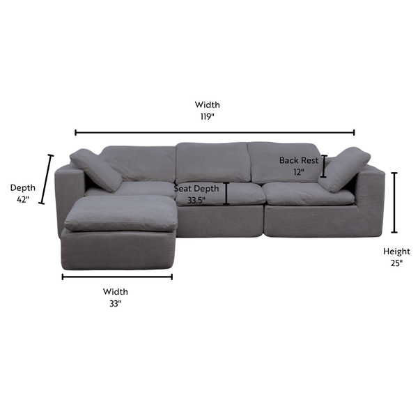 Esme L-shaped Sectional Sofa (Grey) DecoAmi Interiors Ltd.