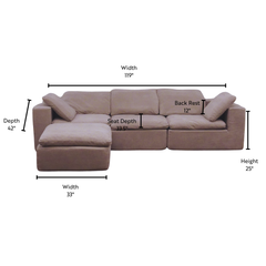 Esme L-shaped Sectional Sofa (Tan) DecoAmi Interiors Ltd.